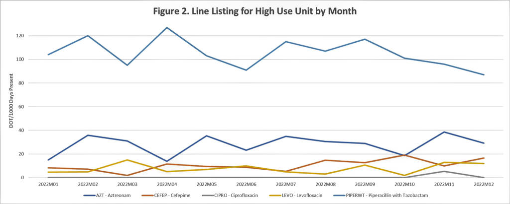 Figure 2. Line Listing for High Use Unit by Month 